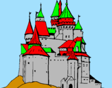 Disegno Castello medievale  pitturato su dennis