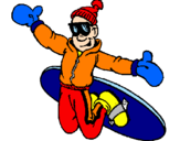 Disegno Salto con lo snowboard pitturato su edoardo