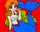 Disegno Sirena pitturato su paolo