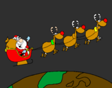 Disegno Babbo Natale che consegna i regali 3 pitturato su ottavio da mottola