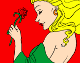 Disegno Principessa con una rosa pitturato su Irene