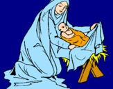 Disegno Nascita di Gesù Bambino pitturato su Lucrezia
