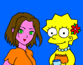 Disegno Sakura e Lisa pitturato su federica