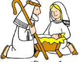 Disegno Adorano Gesù Bambino  pitturato su ottavio da mottola