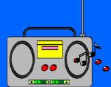 Disegno Radio cassette 2 pitturato su martina 10