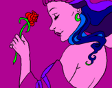 Disegno Principessa con una rosa pitturato su maria