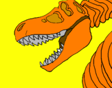 Disegno Scheletro di Tyrannosaurus rex pitturato su fabio