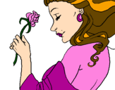 Disegno Principessa con una rosa pitturato su Anna Paola