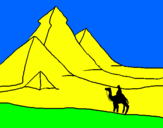 Disegno Paesaggio con le piramidi  pitturato su x