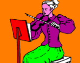 Disegno Dama violinista  pitturato su leteizia