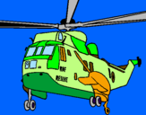 Disegno Elicottero di salvataggio  pitturato su sara