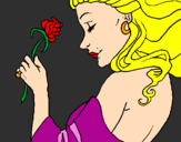 Disegno Principessa con una rosa pitturato su r