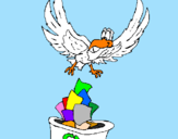 Disegno Aquila riciclatrice  pitturato su martinacau