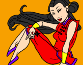 Disegno Principessa ninja  pitturato su rachele