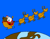 Disegno Babbo Natale che consegna i regali 3 pitturato su syria