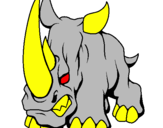 Disegno Rinoceronte II pitturato su lapo