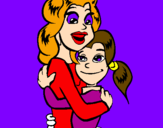 Disegno Madre e figlia abbracciate pitturato su AURORA  6