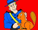 Disegno Polizia a cavallo  pitturato su simone