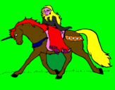 Disegno Principessa a cavallo di unicorno  pitturato su vanessa