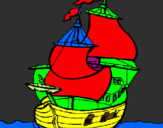 Disegno Barca  pitturato su chiara