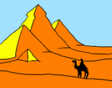 Disegno Paesaggio con le piramidi  pitturato su FLAVIA