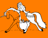 Disegno Principessa a cavallo di unicorno  pitturato su eva  