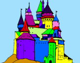 Disegno Castello medievale  pitturato su cristian