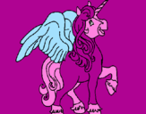 Disegno Unicorno con le ali  pitturato su cleofe