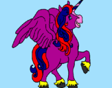 Disegno Unicorno con le ali  pitturato su alessandra