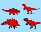 Disegno Dinosauri di terra  pitturato su ale
