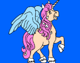 Disegno Unicorno con le ali  pitturato su poni