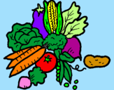 Disegno verdure  pitturato su verdure