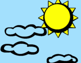 Disegno Sole con nuvole 2 pitturato su Violetta