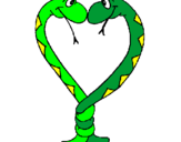 Disegno Serpenti innamorati  pitturato su ivana