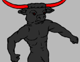 Disegno Testa di bufalo  pitturato su cristian