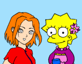 Disegno Sakura e Lisa pitturato su giulia2000