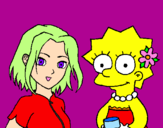 Disegno Sakura e Lisa pitturato su Nicol