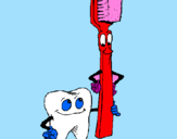 Disegno Molare e spazzolino da denti pitturato su Gasper