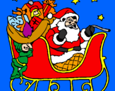 Disegno Babbo Natale alla guida della sua slitta pitturato su SARAH P