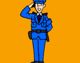Disegno Poliziotto che saluta  pitturato su simone