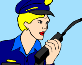 Disegno Polizia con il walkie talkie pitturato su dennis