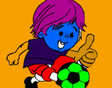 Disegno Ragazzo che gioca a calcio  pitturato su letizia