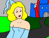 Disegno Principessa e castello  pitturato su ANTO