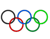 Disegno Anelli dei giochi olimpici  pitturato su olinpiadi a cerchi