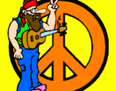Disegno Musicista hippy  pitturato su Cikky