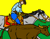 Disegno Cowboy e mucca  pitturato su Cikky