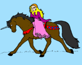 Disegno Principessa a cavallo di unicorno  pitturato su carcy