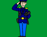 Disegno Poliziotto che saluta  pitturato su dennis