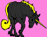 Disegno Unicorno brado  pitturato su carmine