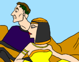 Disegno Cesare e Cleopatra  pitturato su maria